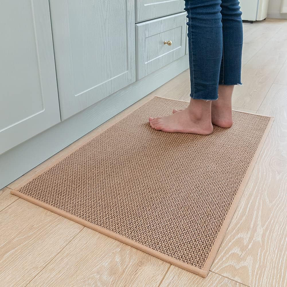 MontVoo Kitchen Rugs and Mats Non Skid Washable, Absorbent Runner Rugs for Kitchen, Front of Sink, Kitchen Mats for Floor (Beige, 20"x32")