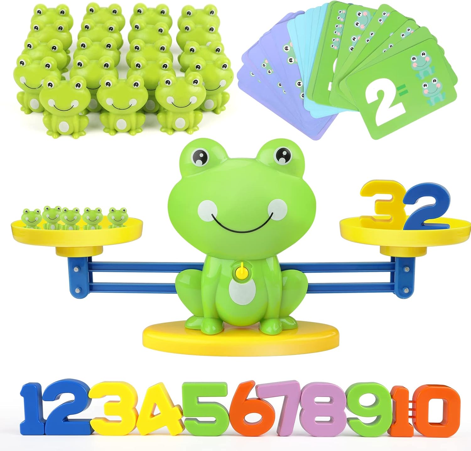GILOBABY Balance Math Game Toys for Kids Toddlers, Educational STEM Toy, Counting Game Gift Toys for 3-9 Years Old Boys Girls, Children Mathematics Developmental Toy, Frog &Card &Numbers