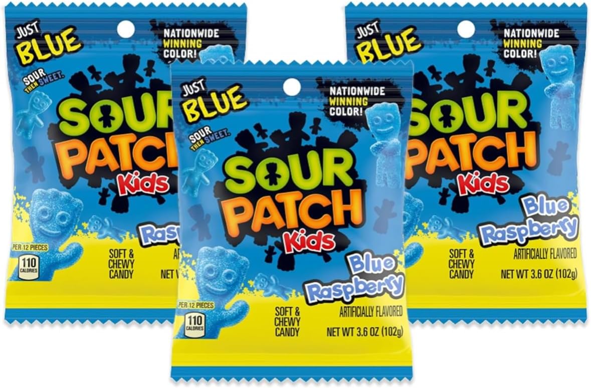 Bobzo Bundle - Pack of 3 Sour Patch Blue Raspberry 3.6oz (102g) - Imported from the USA