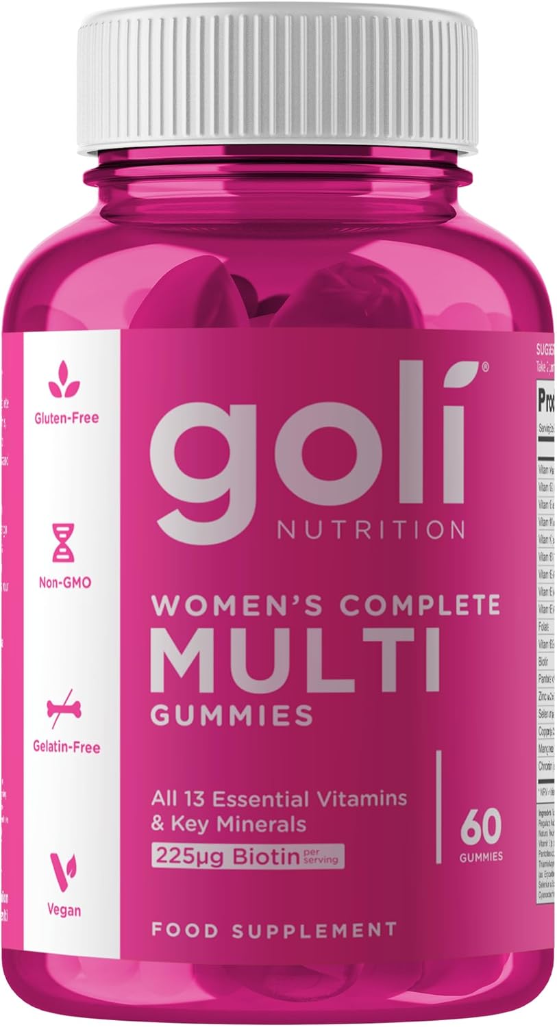 Goli Women's Complete Multivitamin Gummies | 60 Vegan Gummies | Biotin, Vitamins A, C, D, E, B12, Folate & More | Hair, Skin, Nails, Immune & Energy Support | Gluten-Free | Berry Flavour