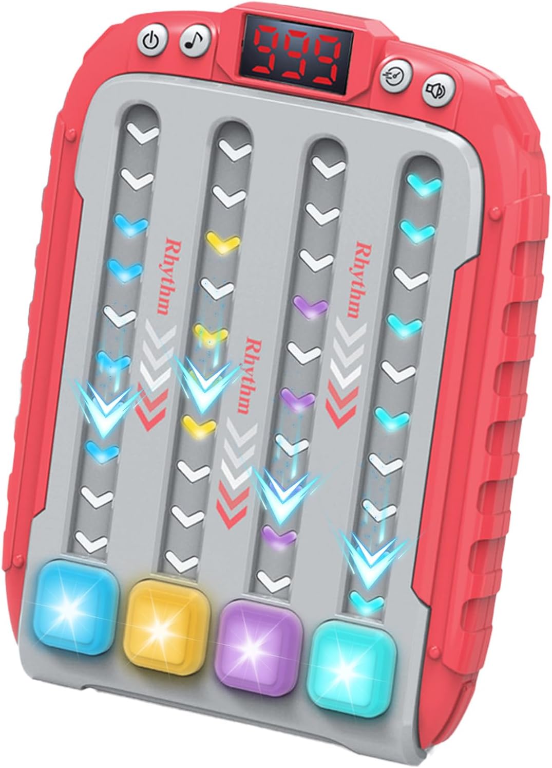 Fullware Electronic Handheld Game Console with Lights & Music Sensory Educational Fidget Travel Toys Birthday Presents for Kids Age 4 5 6 7 8 9 10 Year Old Boy Girl Adults (Red)