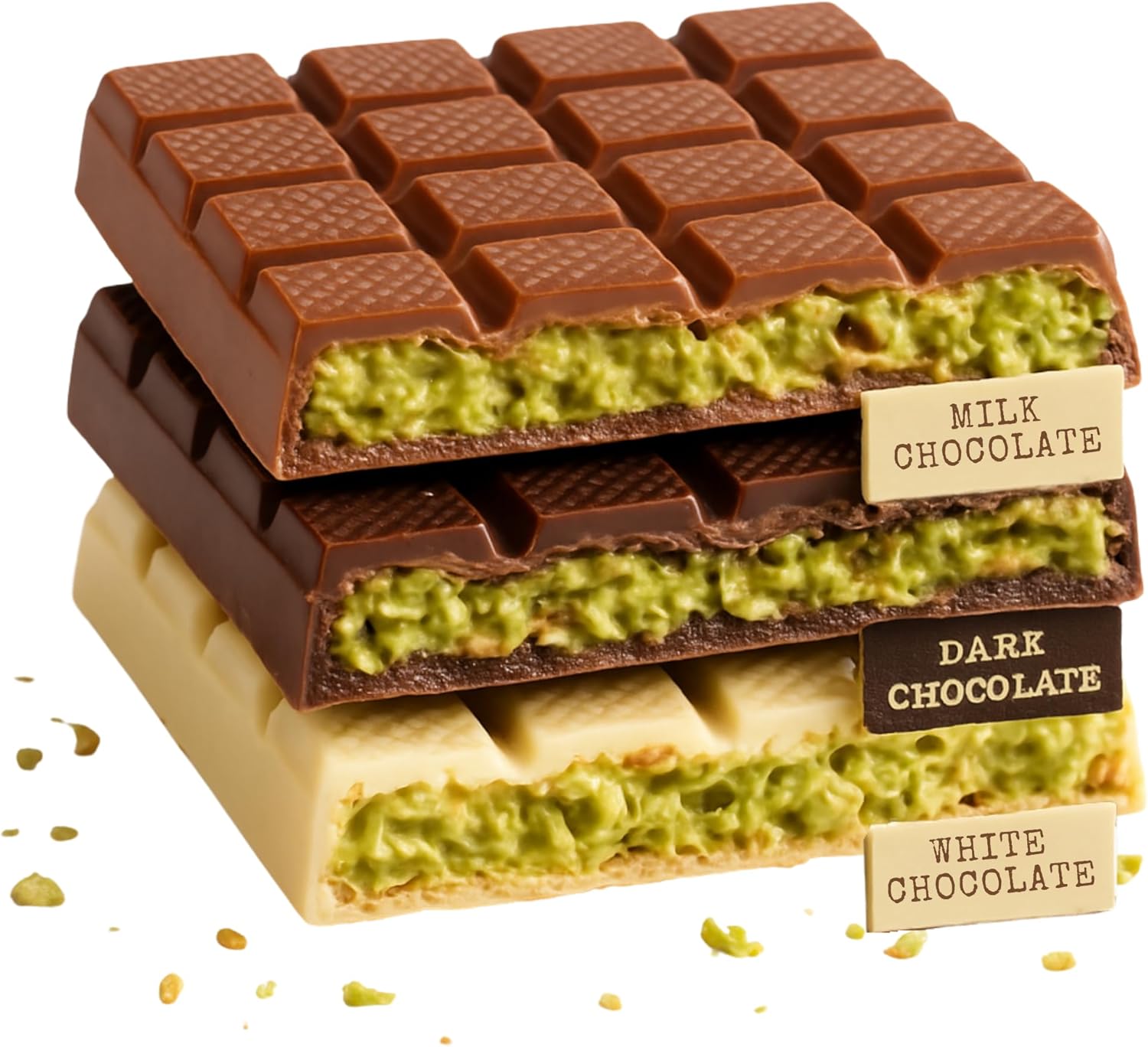 Velafee Dubai Chocolate Bar Pistachio Kunafa Variety Pack of 3 (Milk, White, Dark) 240g, Viral Dubai Pistachio Chocolate Kit, Premium UAE Milk Chocolate Bar Set