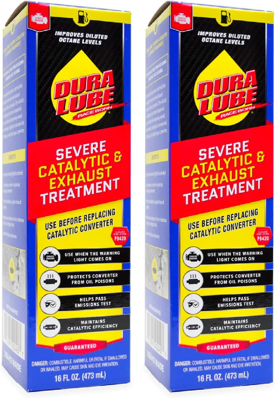 DURA LUBE 2 Pack Severe Catalytic and Exhaust Treatment Cleaner Fuel Additive, 16 fl. Oz, 2-Pack Combo Pack