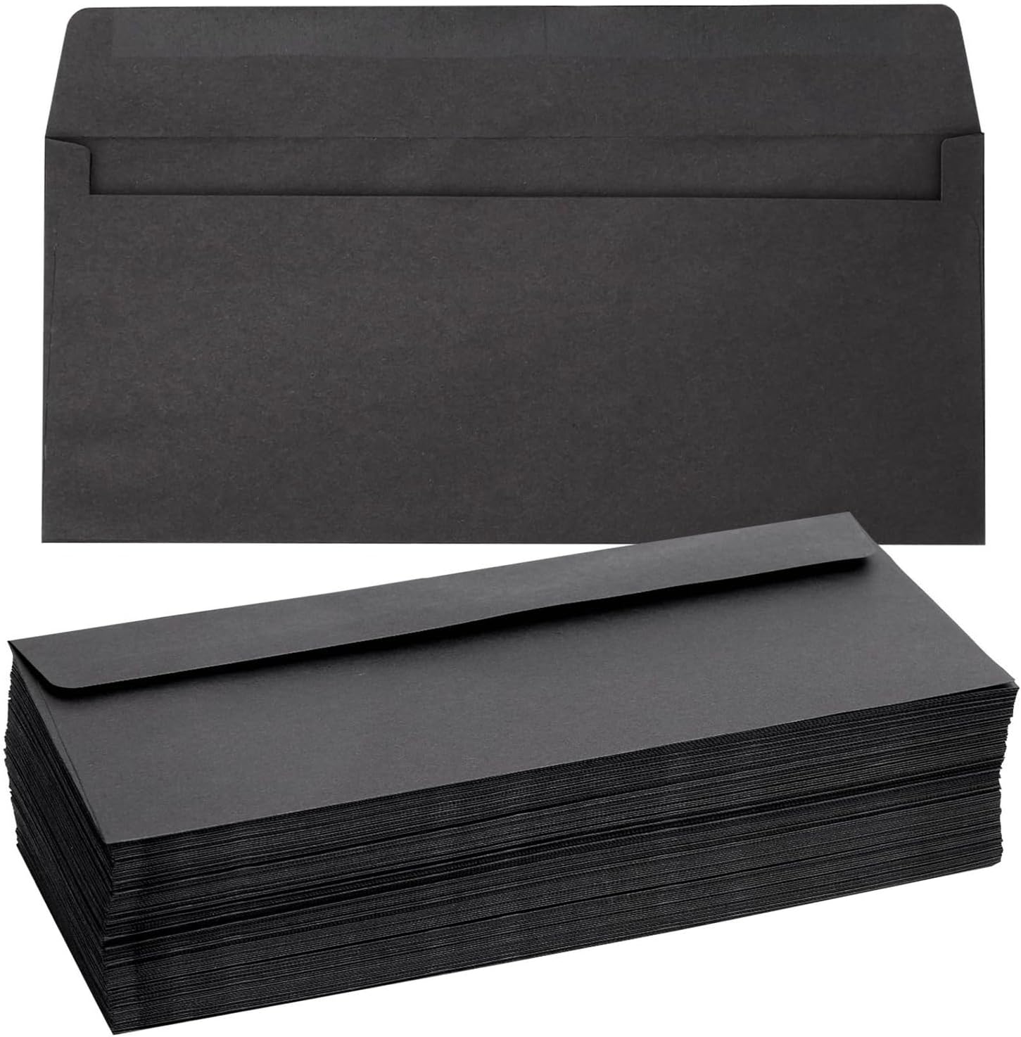 100 Pack #10 Black Envelopes with Square Flap for Mailing Letters, Invitations (9.5 x 4.13 x 0.01 inches) - Business Envelopes