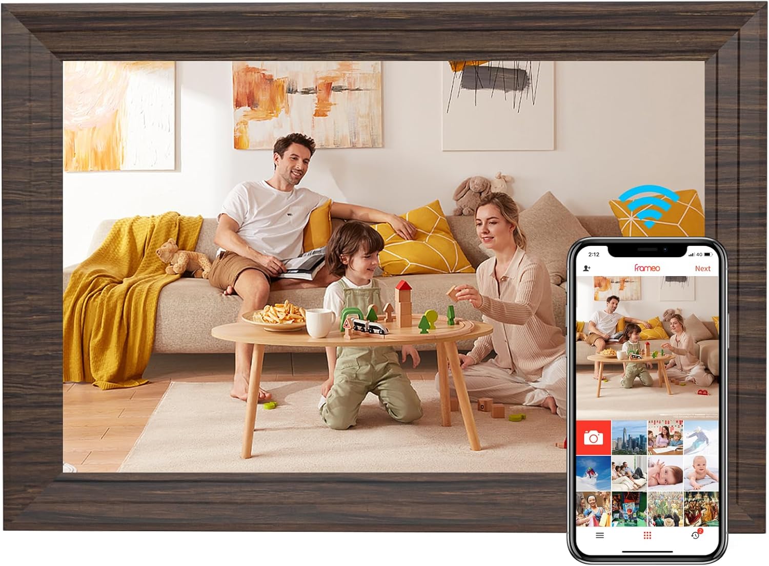 Aorpdd 10.1 Inch WiFi Cloud Digital Photo Frame, 1280 * 800 Resolution 16:10 HD IPS Touch Screen Display, 32GB Storage Space, Share Your Photos and Videos via Free Frameo at Anytime and Anywhere