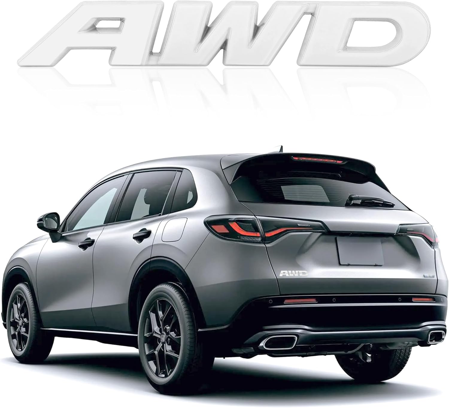 3D AWD Car Emblems and Badges with Adhesive,Premium Exterior Metal Stickers for Car Decoration,Universal Car Stickers Replacement for Tailgate,Front Grille,Hood,Trunk (Silver)