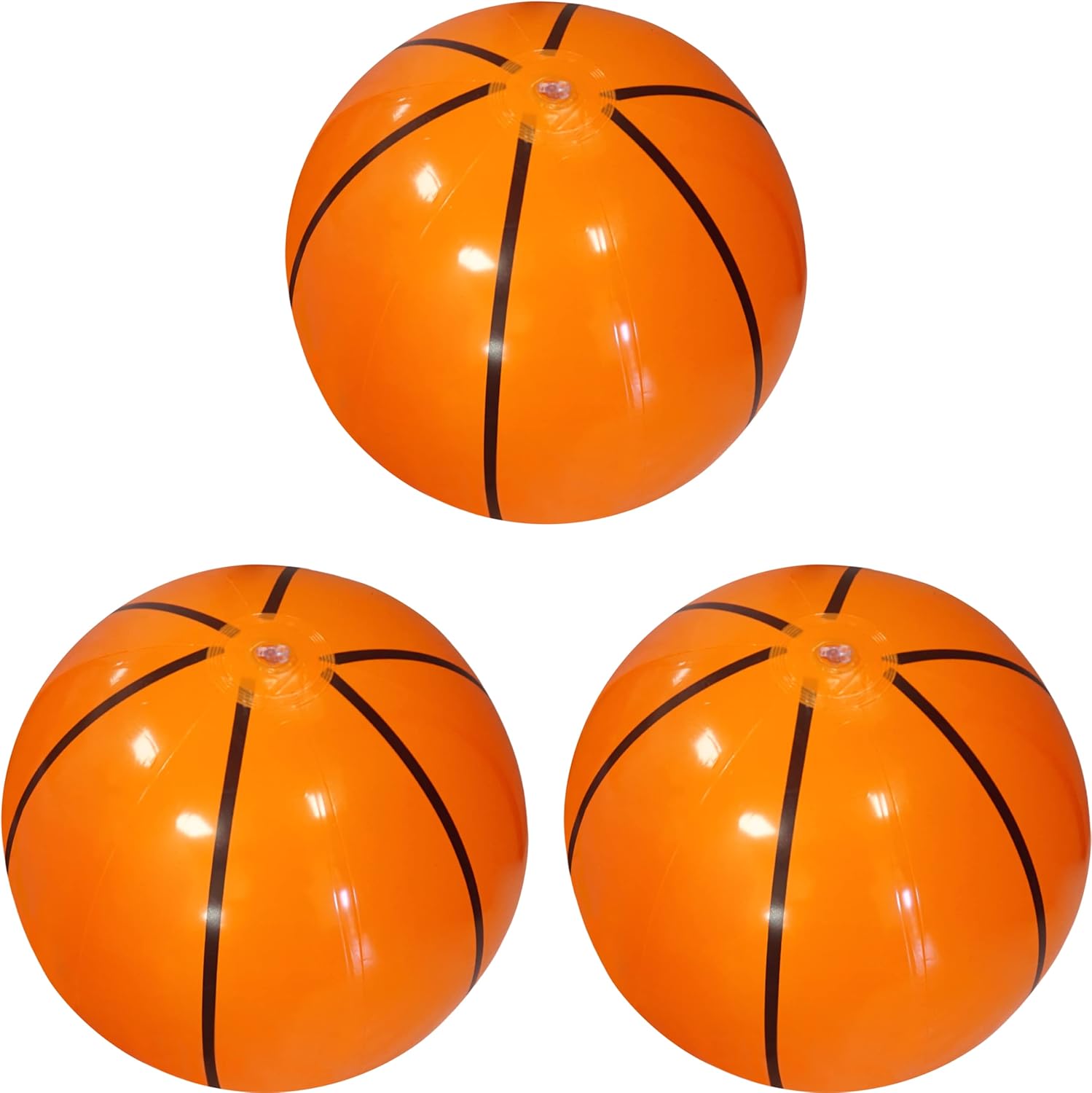 4E's Novelty Inflatable Basketballs (3 or 12 Pack) Large 20" Basketball Beach Ball Bulk for Sports Themed Basketball Party Decorations & Favors, Fun Beach Pool Games & Toys for Kids