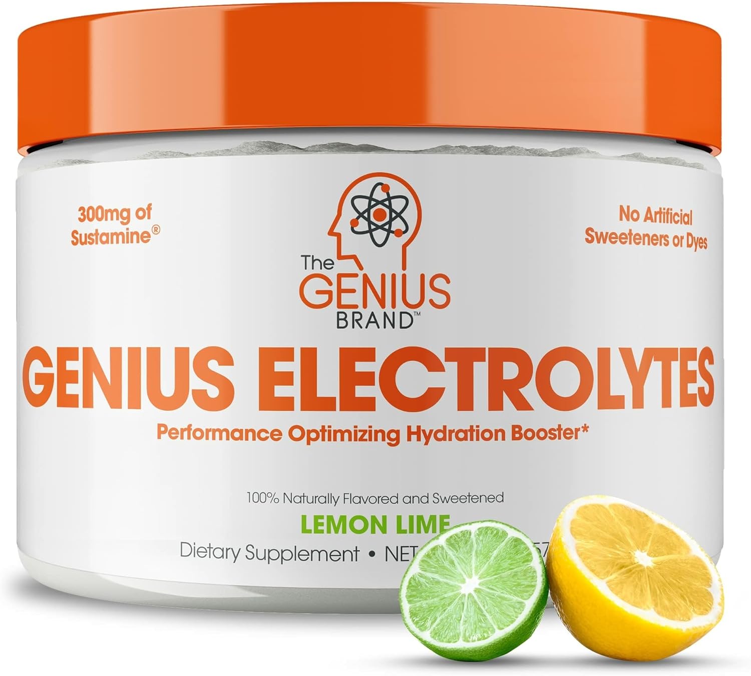 The Genius Brand Genius Electrolytes - Electrolyte Powder for Active Lifestyles - Supports Hydration, Energy, Endurance, Muscle Growth & Recovery - Lemon Lime - 30 Servings