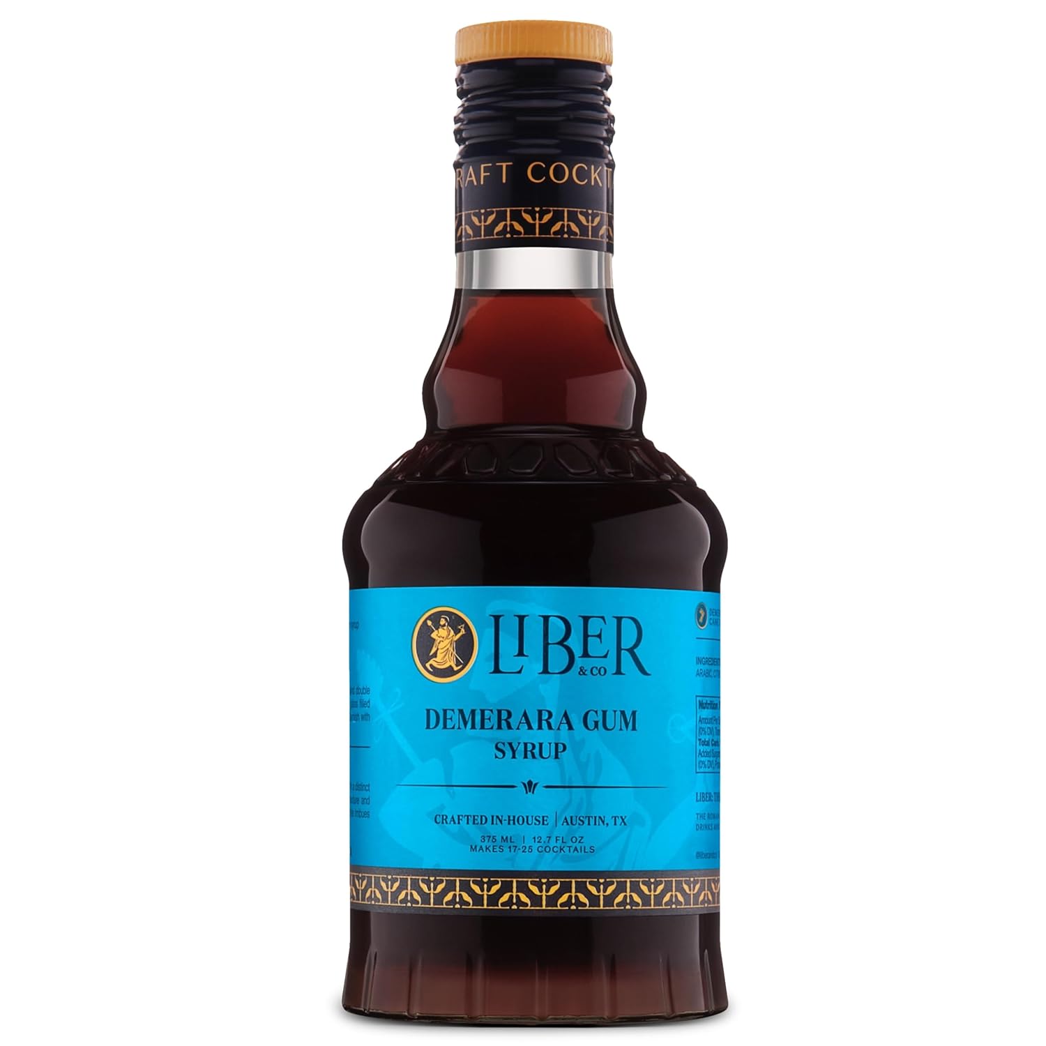 Liber & Co. Demerara Gum Syrup (12.7 fl oz) - Rich Cocktail Syrup Made with Premium Demerara Sugar & Gum Arabic - Perfect for Old Fashioneds, Whiskey Sours & Tiki Cocktails