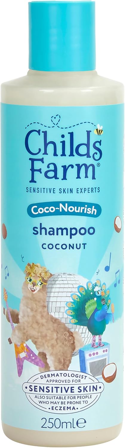 Childs Farm Coco-Nourish Shampoo, Gently Cleanse Dry and Curly Hair, Tear Free, Coconut, Kids, 250ml