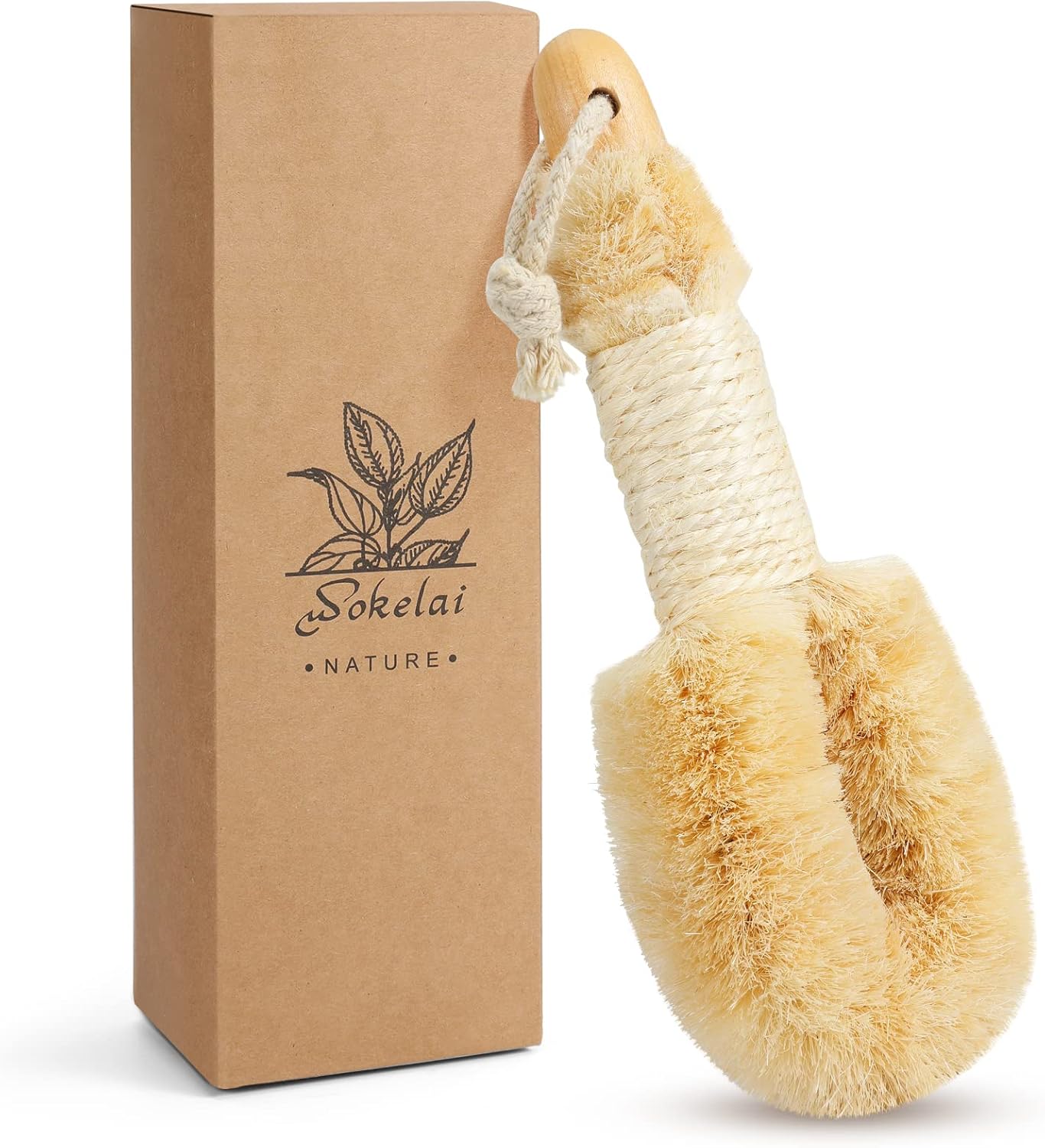 Dry Brushing Body Brush for Skin - Exfoliating Body Scrubber Brushes Natural Sisal Bristle for Lymphatic Drainage Cellulite Body Exfoliator for Bath Shower to Improve Circulation Stop Ingrown Hairs