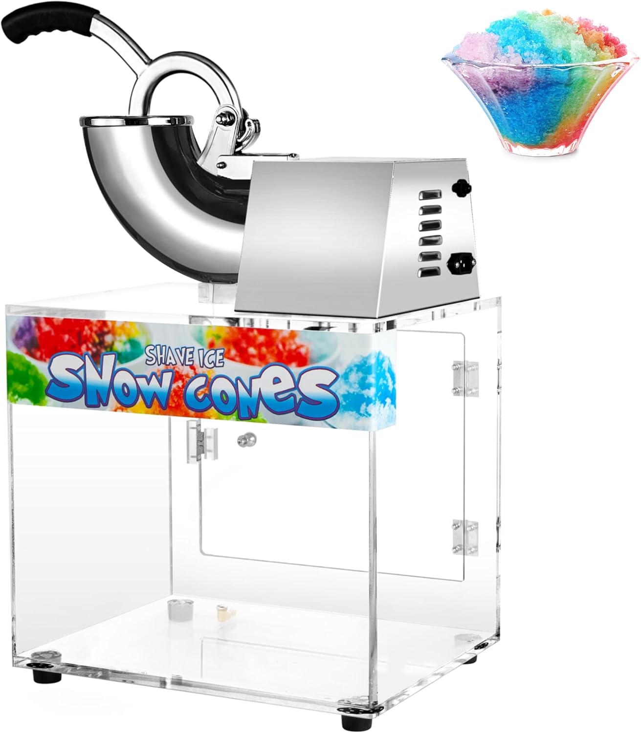 VNN 48L Snow Cone Machine, 500LB/H Commercial Shaved Ice Machine, 300W Electric Ice Shaver Machine, Suitable for Party Activities, Family Gatherings, Events