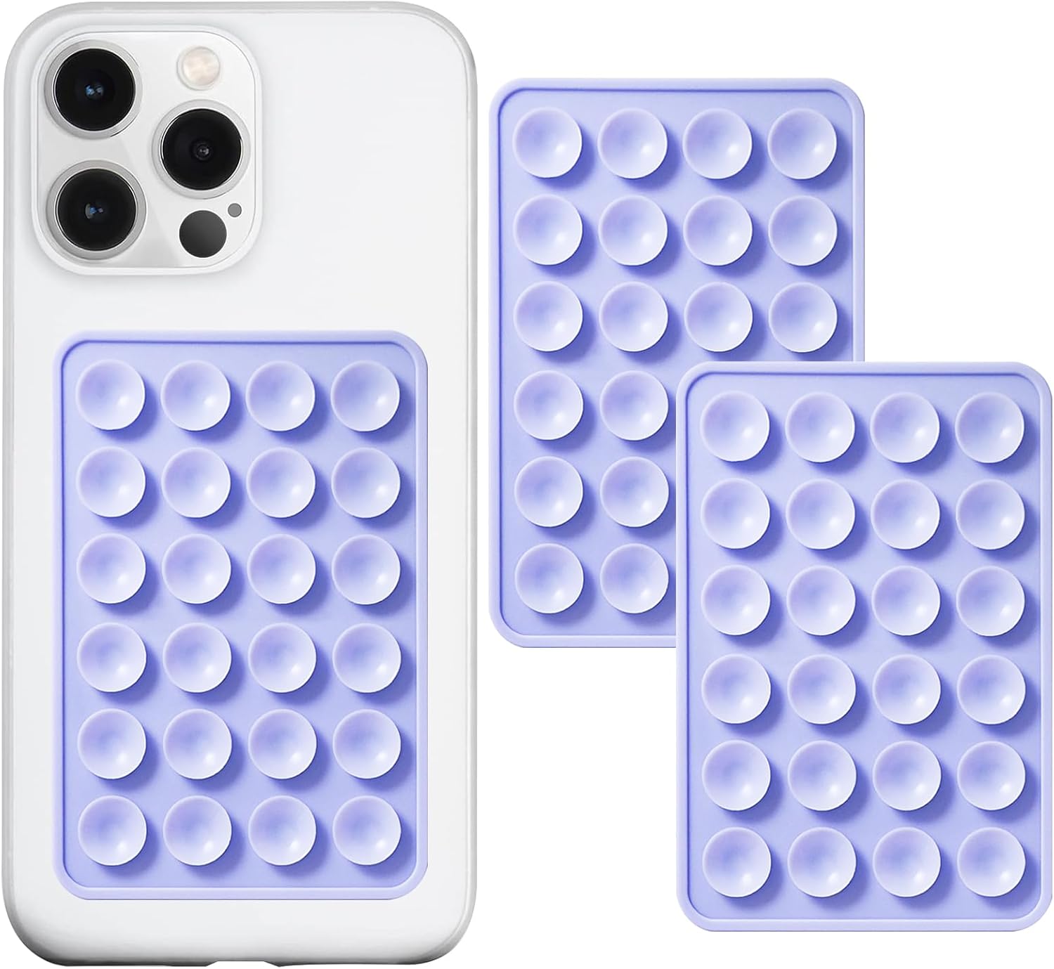 Anteel 2 Pack Silicone Suction Phone Case Mount, Silicon Adhesive Suction Cup Phone Mount, Non Slip Sticky Phone Grip for Cellphone, Strong Grip Holder for Selfies and Videos (Lavender)