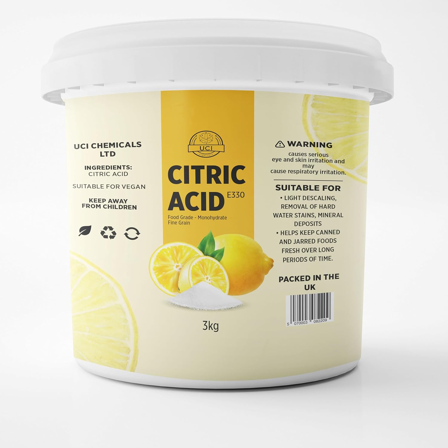 Citric Acid 3 Kg Bucket Food Grade Bath Bomb, Cleaning, Descaling and Food preserving 3 kg