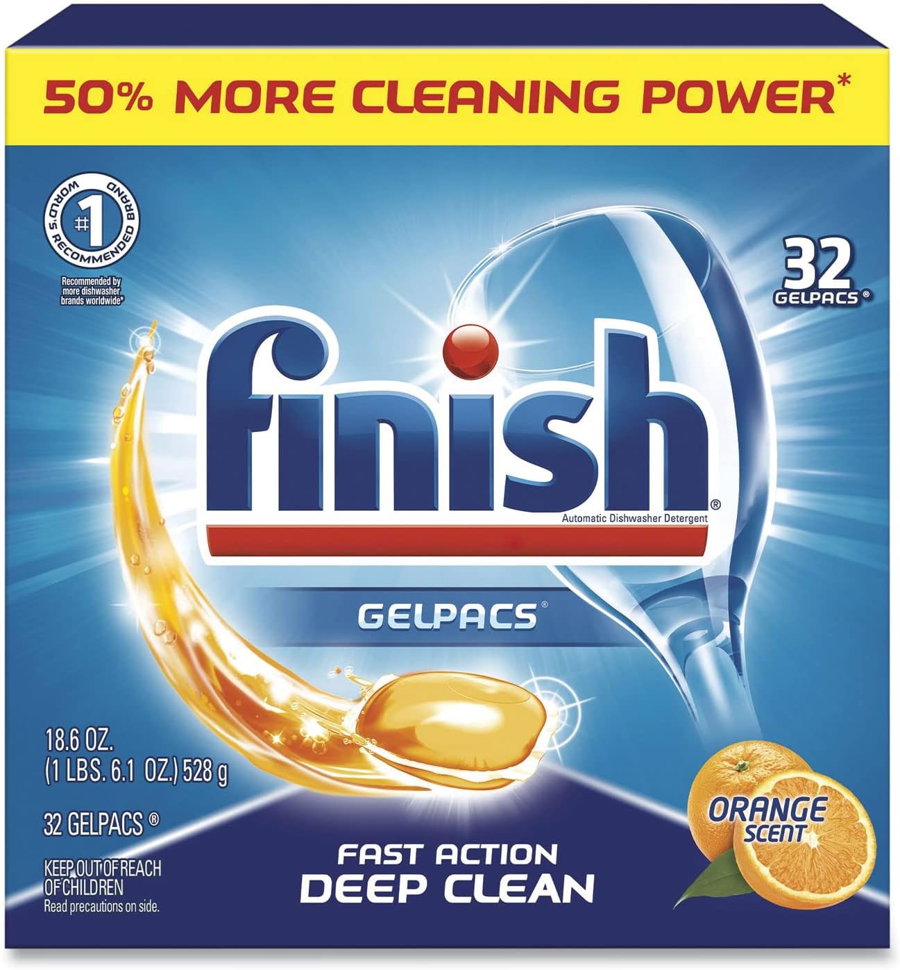 Dish Detergent Gelpacs, Orange Scent, Box of 32 Gelpacs, 8 Boxes/Carton