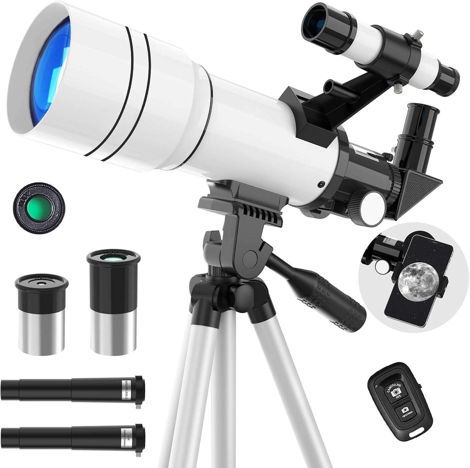 Telescope for Kids and Adults, Astronomical Telescopes (15X-150X) with Fully Multi-Coated Optics, 70MM Aperture 300MM Refracting Telescope for Moon, Astronomy Beginners Gifts with Phone Adapter