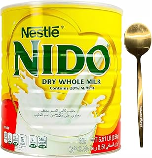 Nido Milk Powder, Imported from Holland, Specially Formulated, Fortified with Vitamins and Minerals, Easy To Prepare, over 12 months, 5.51 LBS | Bundled with Gold SnackWave Spoon