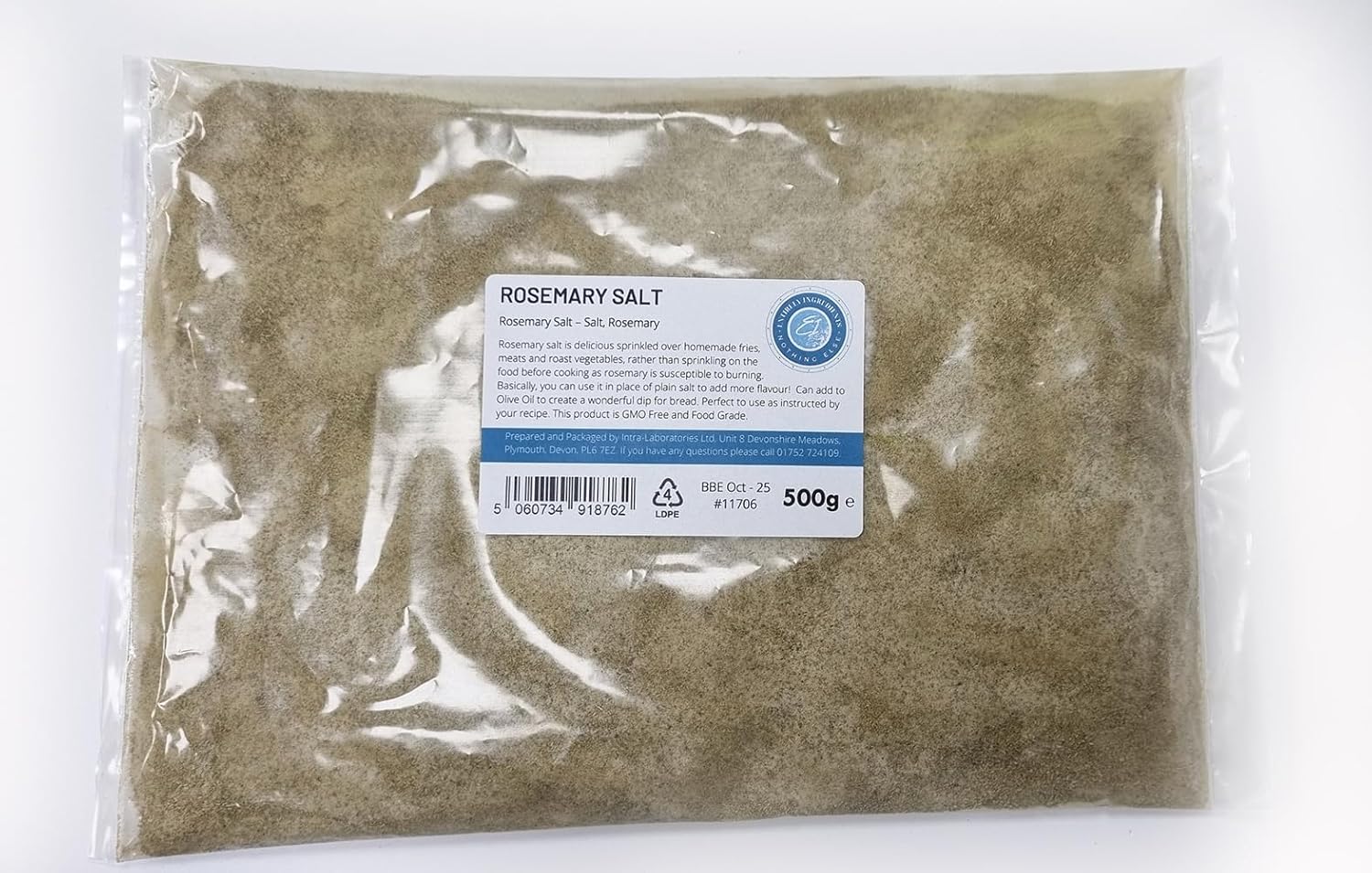 Entirely Ingredients - Rosemary Salt - Food Grade - Perfect for Focaccia and Roast Potatoes 500g