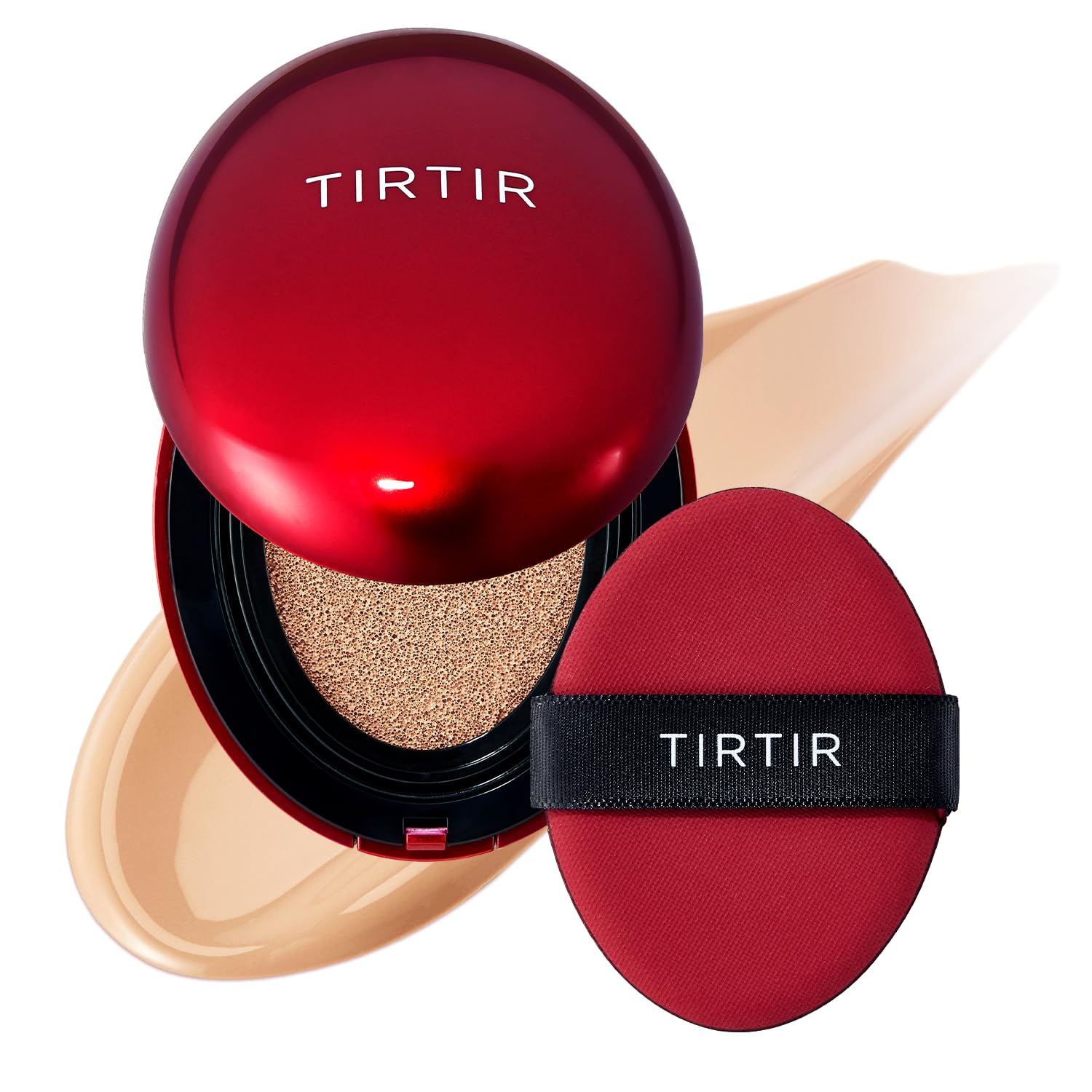 TIRTIR Mask Fit Red Cushion Foundation | Full coverage, Weightless, Skin fit, Satin Glow Finish, Korean Makeup, beauty, Tattoo cover up, Buildable (#22N Shell Beige, 0.63 Fl Oz)