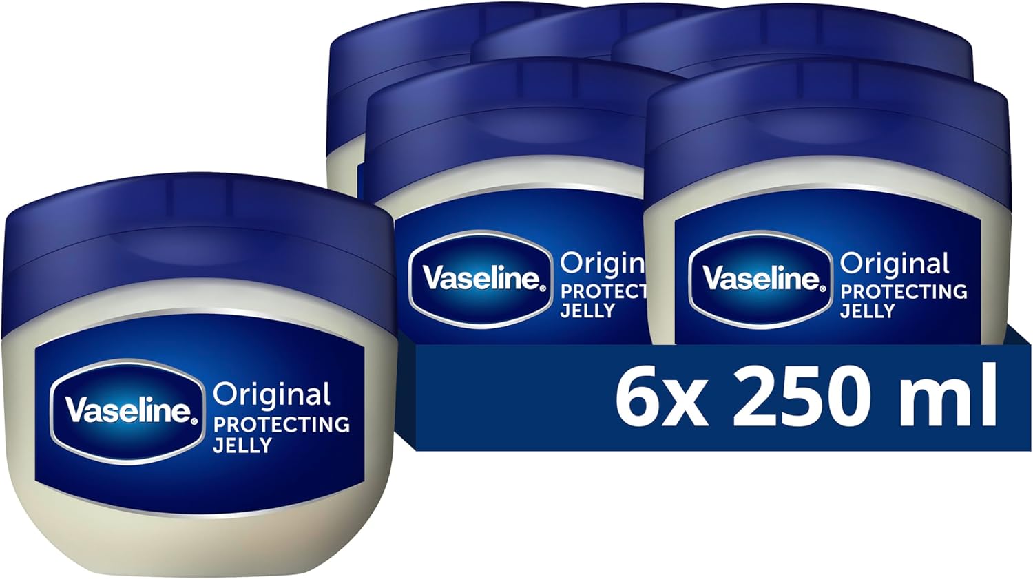 Vaseline Original Petroleum Jelly moistruiser skin care for cracked, dry skin and eczema relief 6x 250 ml