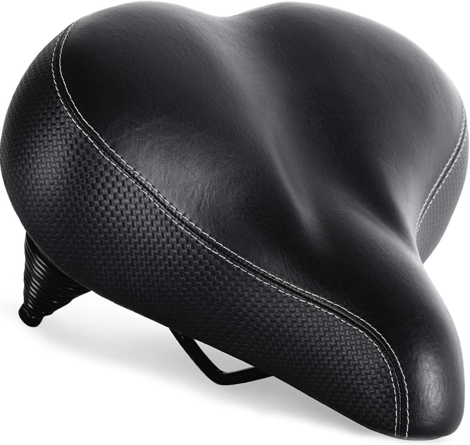 Bikeroo Oversized Bike Seat - Peloton Compatible Cushioned Seat for Men & Women - Exercise, Road, and Stationary Bikes