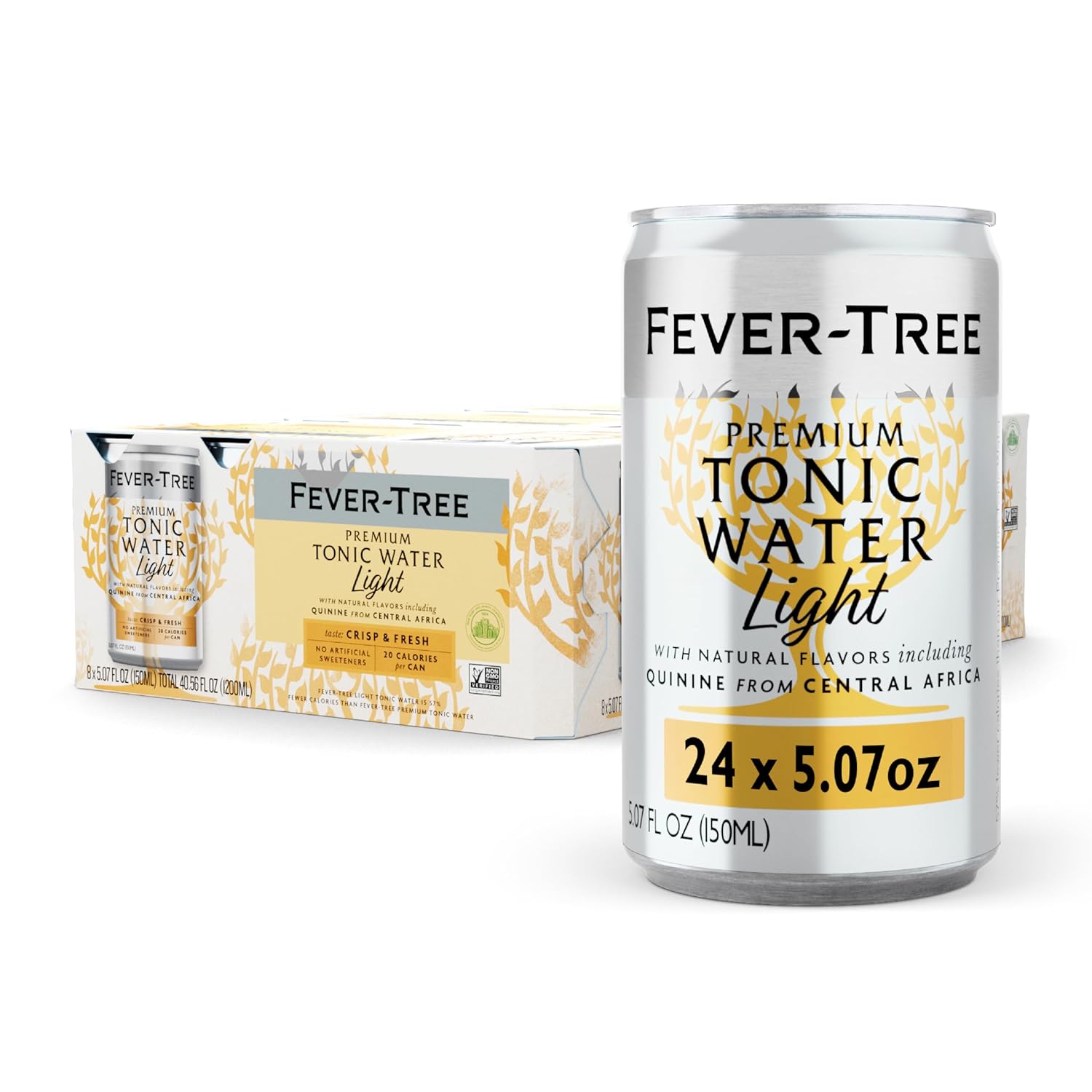 Fever-Tree Refreshingly Light Tonic Water - Premium Quality Mixer - Refreshing Beverage for Cocktails & Mocktails. Naturally Sourced Ingredients, No Artificial Sweeteners or Colors - 5.1 Fl Oz Cans - Pack of 24
