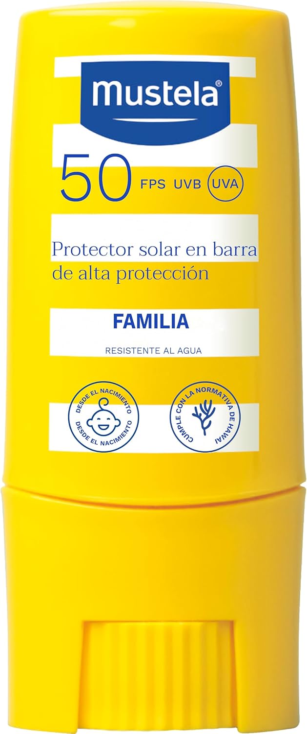 Mustela - High Protection Sun Stick Spf 50 - Safe For The Entire Family From Birth On - Sunblock With Avocado Oil and Vitamin E - Body and Face Spf Against UVA and UVB Rays - Fragance-Free 9ML