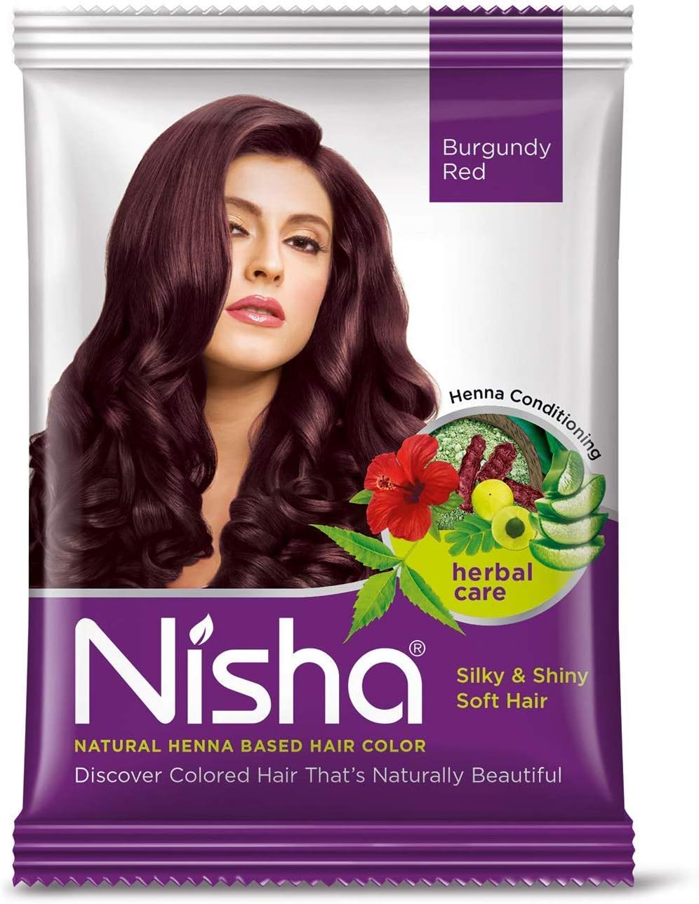 Nisha Natural Henna Based Hair Color Powder 15gm Burgundy Red (Pack of 6)