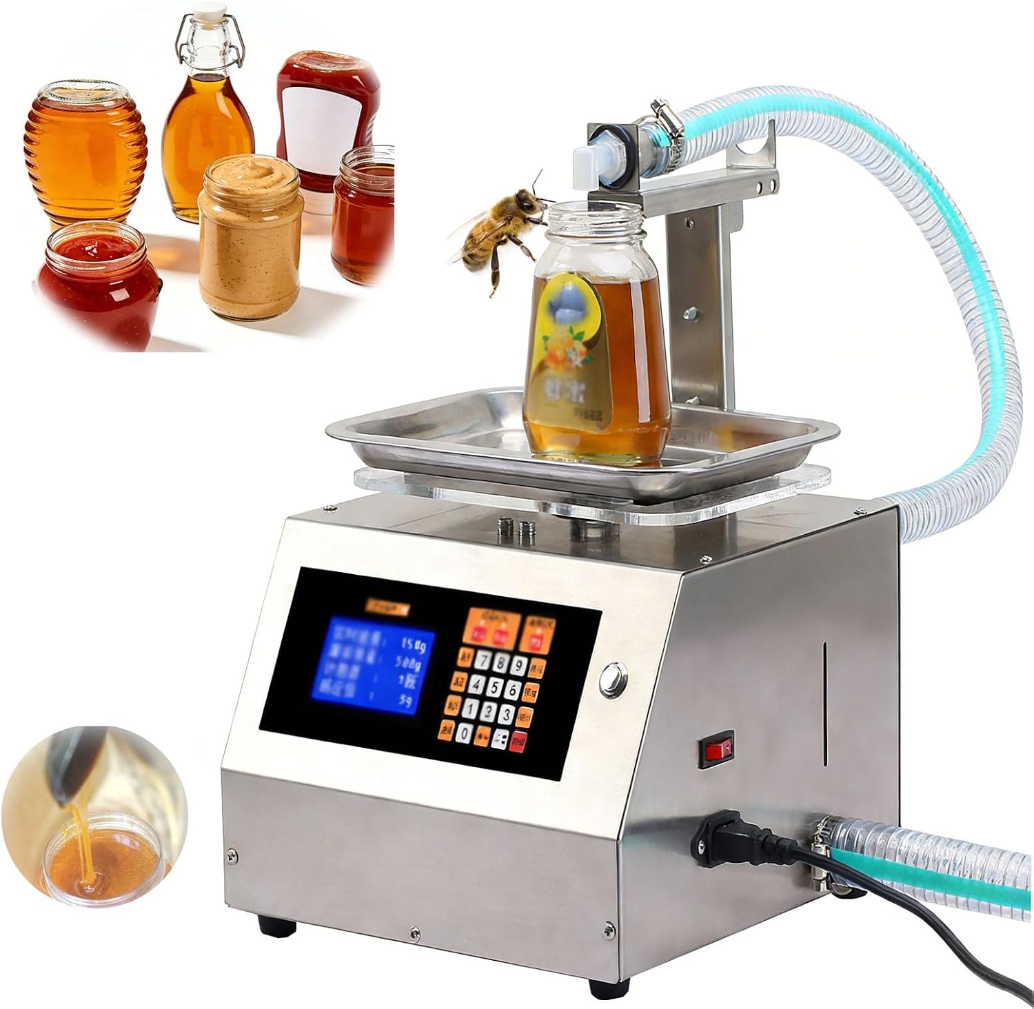 Automatic Liquid Filling Machine for Viscous Products, Digital Control Filler for Ketchup, Syrup, Paste, and Lotion