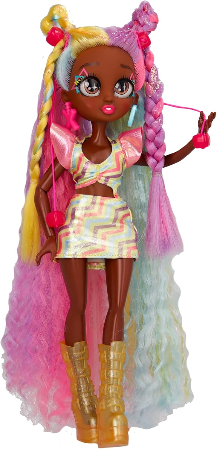 VIP Girls Hair Makeover Evelyn Fashion Doll with 11" Colorful Long Styling Hair and 5 Accessories Fashion Toy, Girls and Boys Ages 5 and Up, 10 Inch Doll