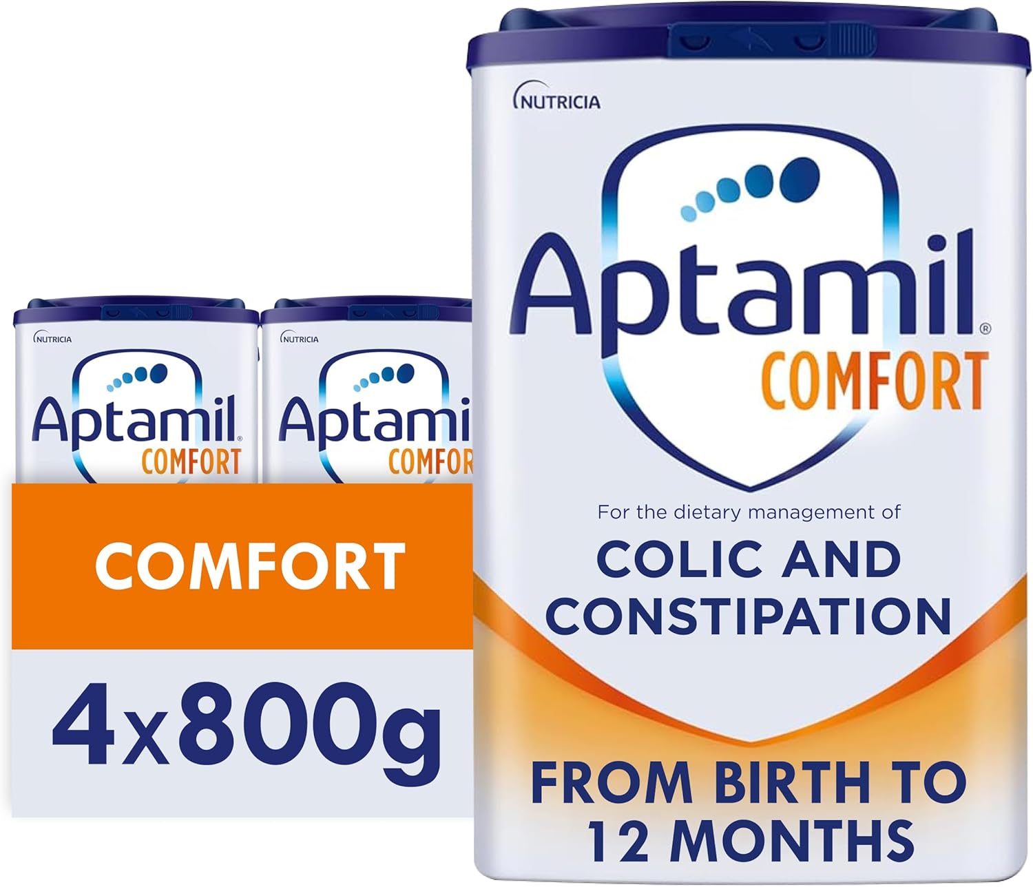Aptamil Comfort Baby Milk Powder Formula, from Birth, 800g (Pack of 4)