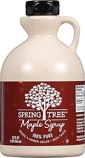 Spring Tree 100% Pure Maple Syrup, Grade A Amber Color, 32 Ounce