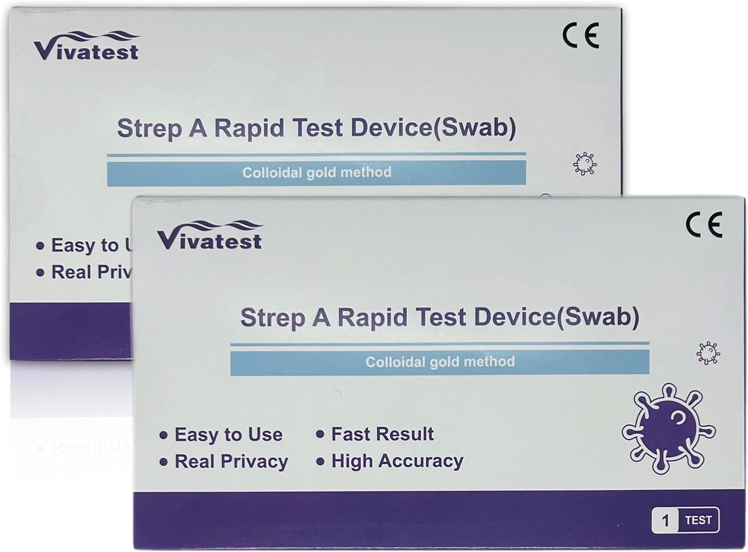 Strep A Viva Test Kit – Professional Strep Throat Test Kit – Rapid One-Step Test Strep A – Complete Throat Swab Cassette Test Kit – Fast and Accurate – Easy to Use (2 Pack)