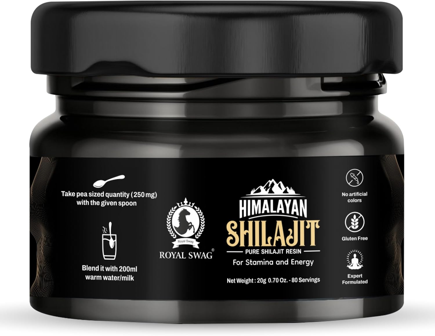 ROYAL SWAG 100% Pure Himalayan Shilajit Resin for Men and Women 20 gram Comes with 1 Serving Spoon - Ayurvedic & Herbal Supplement for Well Being, Strength and Energy Support