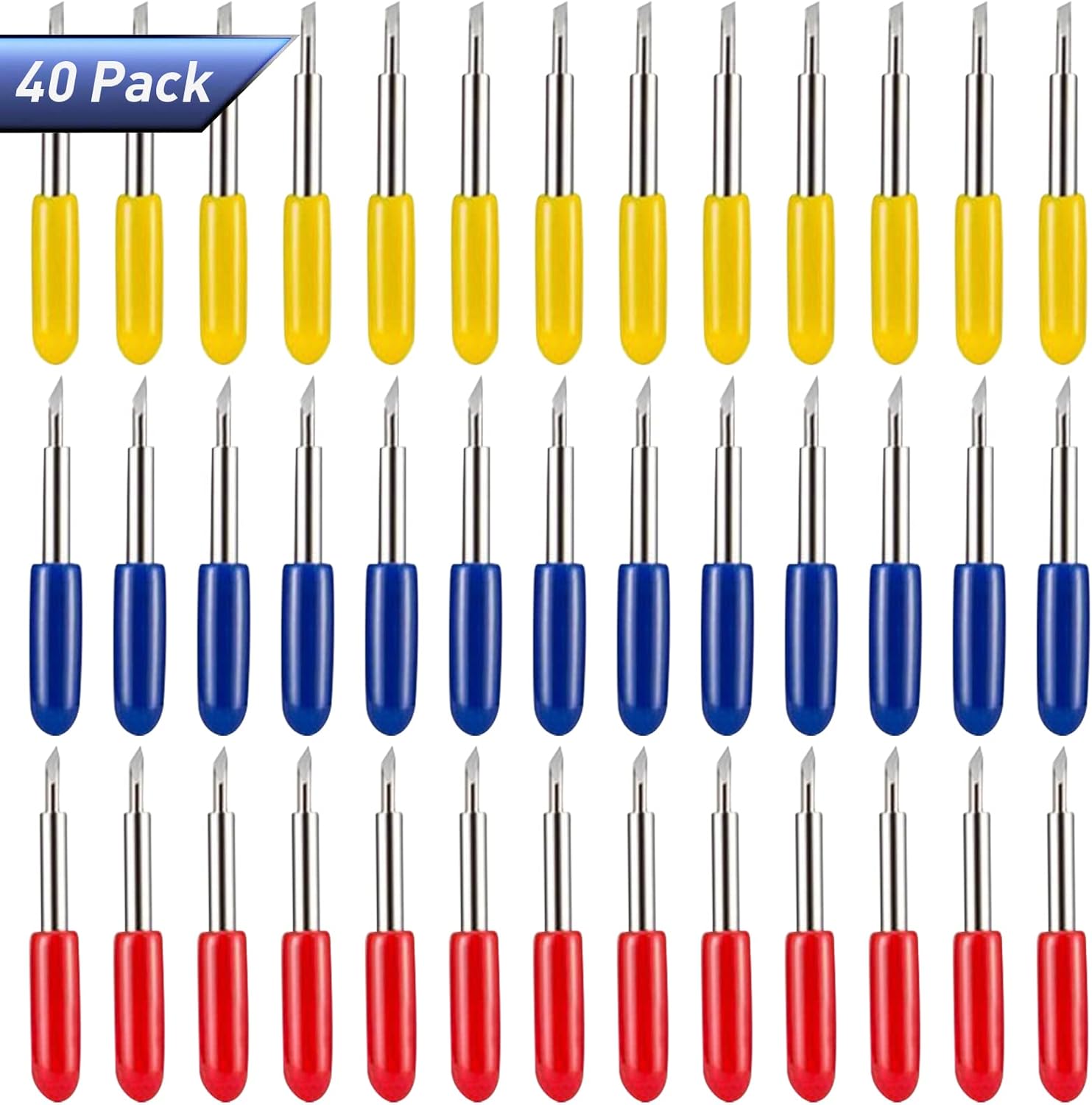 40PCS Replacement Cutting Blades Compatible with Cricut Explore Air 2/Air 3/Maker/Maker 3/Expression - 20PCS Standard, 10PCS Fine Point, 10PCS Deep Point Blades