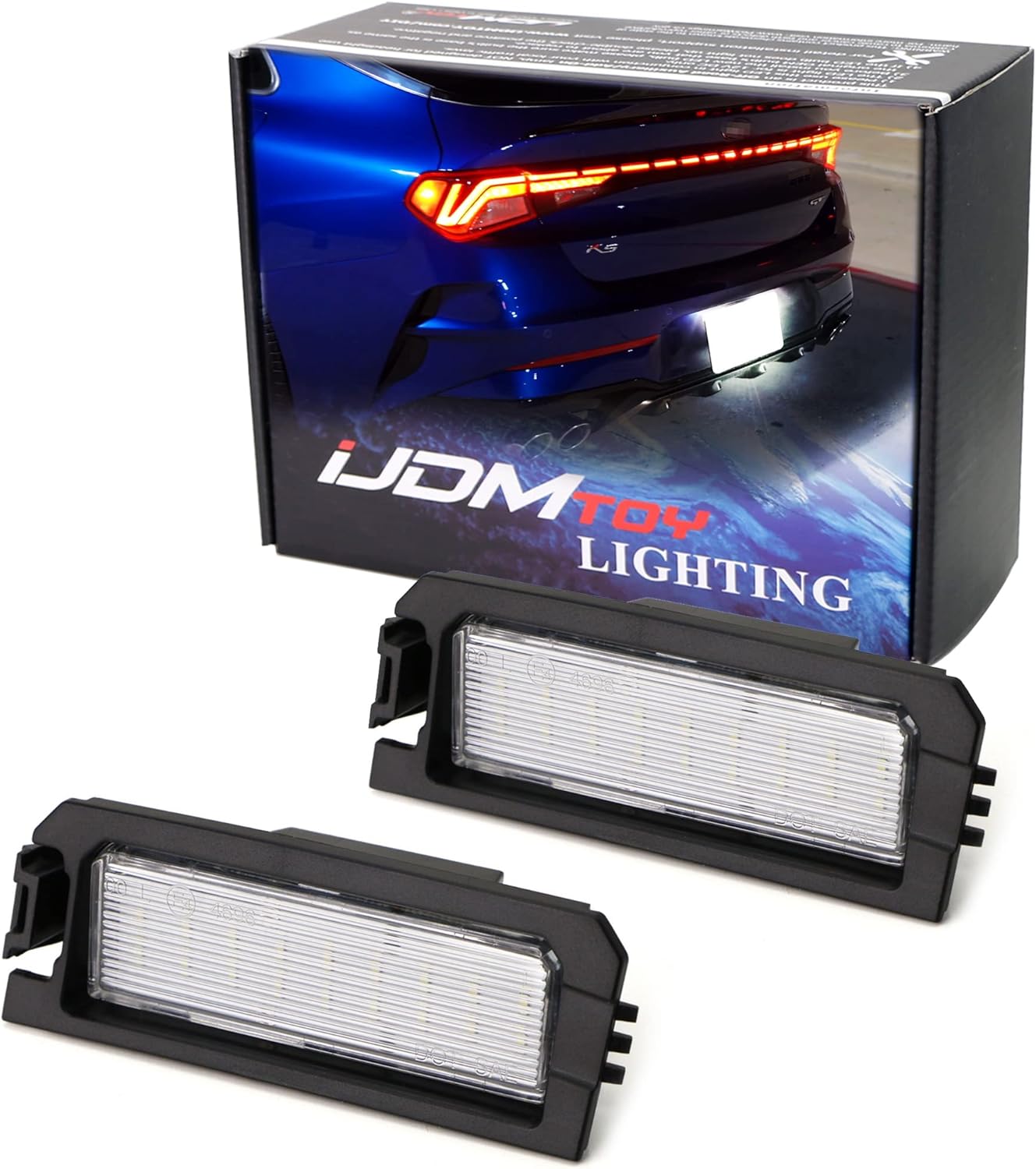 iJDMTOY Xenon White Full LED License Plate Light Kit Compatible with Hyundai 2018-up Sonata Elantra, Kia 2017-up NIRO Cadenza K7, 18-up Rio, 21-up K5, 18-SMD White LEDs & Can-Bus Error Free