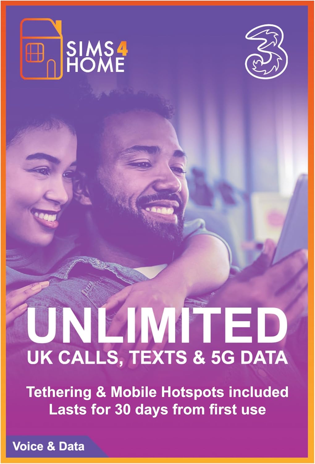 Three Sim Card Preloaded with UNLIMITED UK Calls, Texts & 4G/5G Data. (Valid for 30 days). No Contracts, No Commitments, No Credit Checks, No Tie-ins, No Personal ID. Simple to renew. …