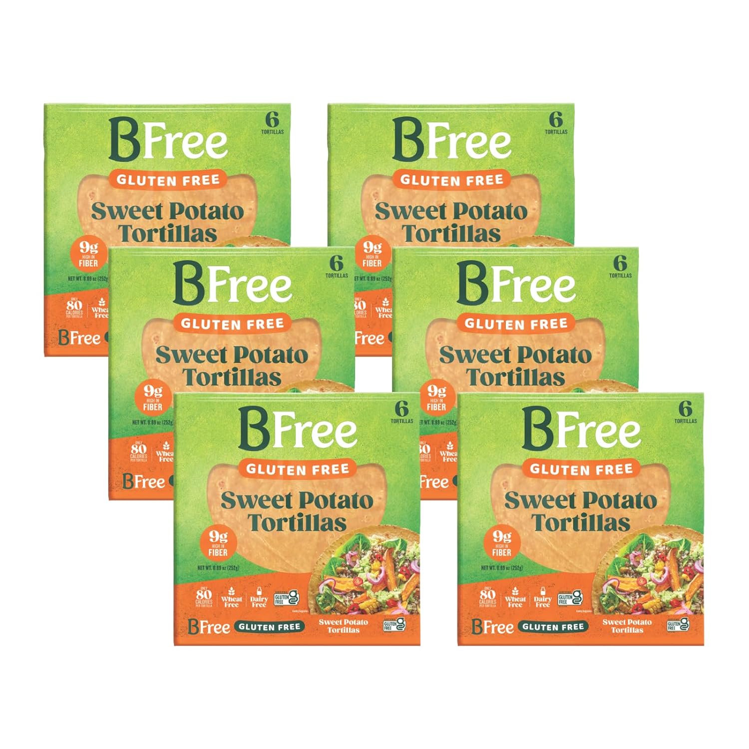 BFree Gluten Free Sweet Potato Tortilla Wraps, 8.89 OZ - 6 Tortillas (Pack of 6)