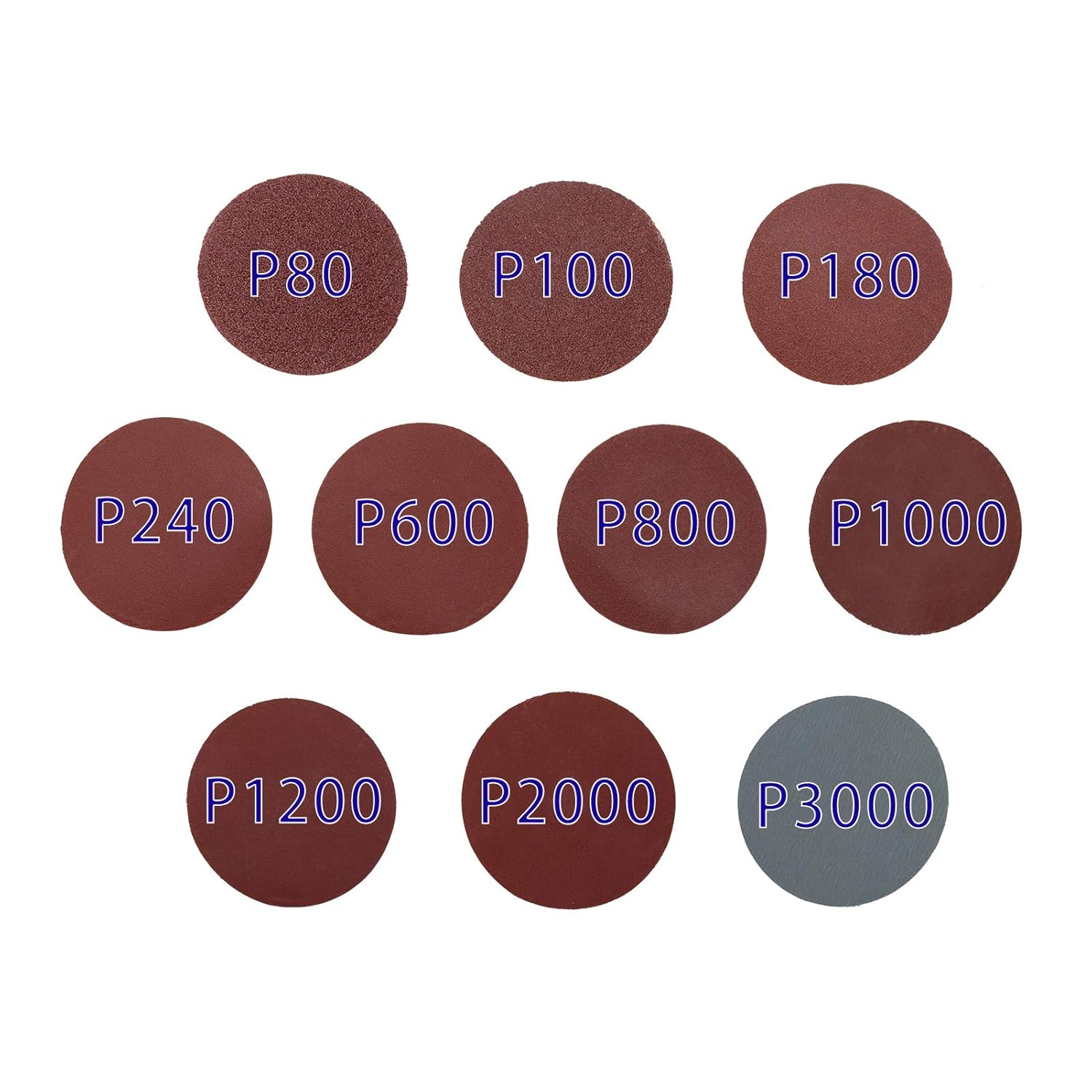 100 Pack 3 Inch Sanding Discs Aluminum Oxide P80-P3000 Grit for Rotary Tools Wood Furniture Refinishing and Metal Polishing with Dust Reduction Grade Abrasive Pads for Smooth Finishing