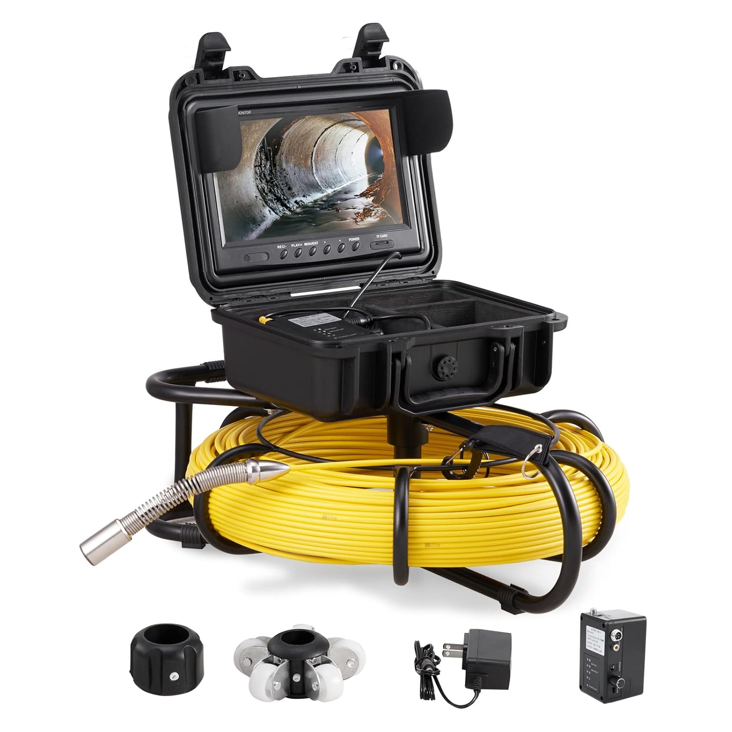 VEVOR Sewer Camera, 150FT, 9" Screen Pipeline Inspection Camera with DVR Function & 8 GB SD Card, Waterproof IP68 Borescope w/LED Lights, Industrial Endoscope for Home Wall Duct Drain Pipe Plumbing