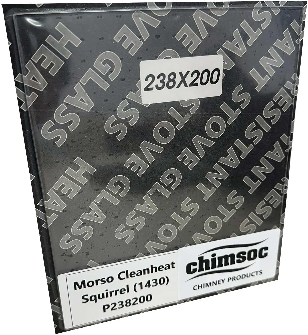 Chimsoc Replacement Stove Glass - Morso Cleanheat Squirrel (1430) (238mm x 200mm Rectangular)