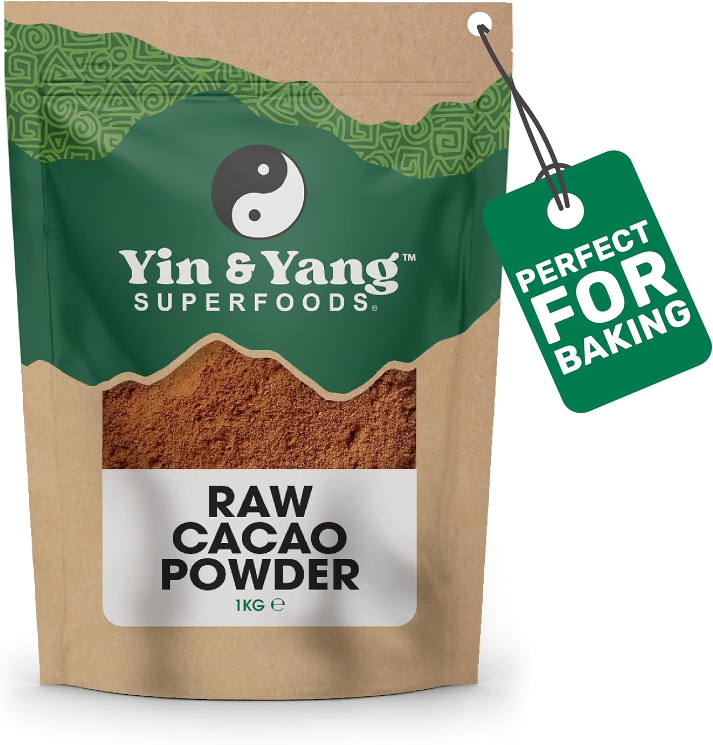 Cacao Powder 1kg, by Yin & Yang Superfoods. Pure and Raw, Baking Grade, 100% Natural, High in Fibre and Protein, GMO and Palm Oil Free - Ethically Sourced