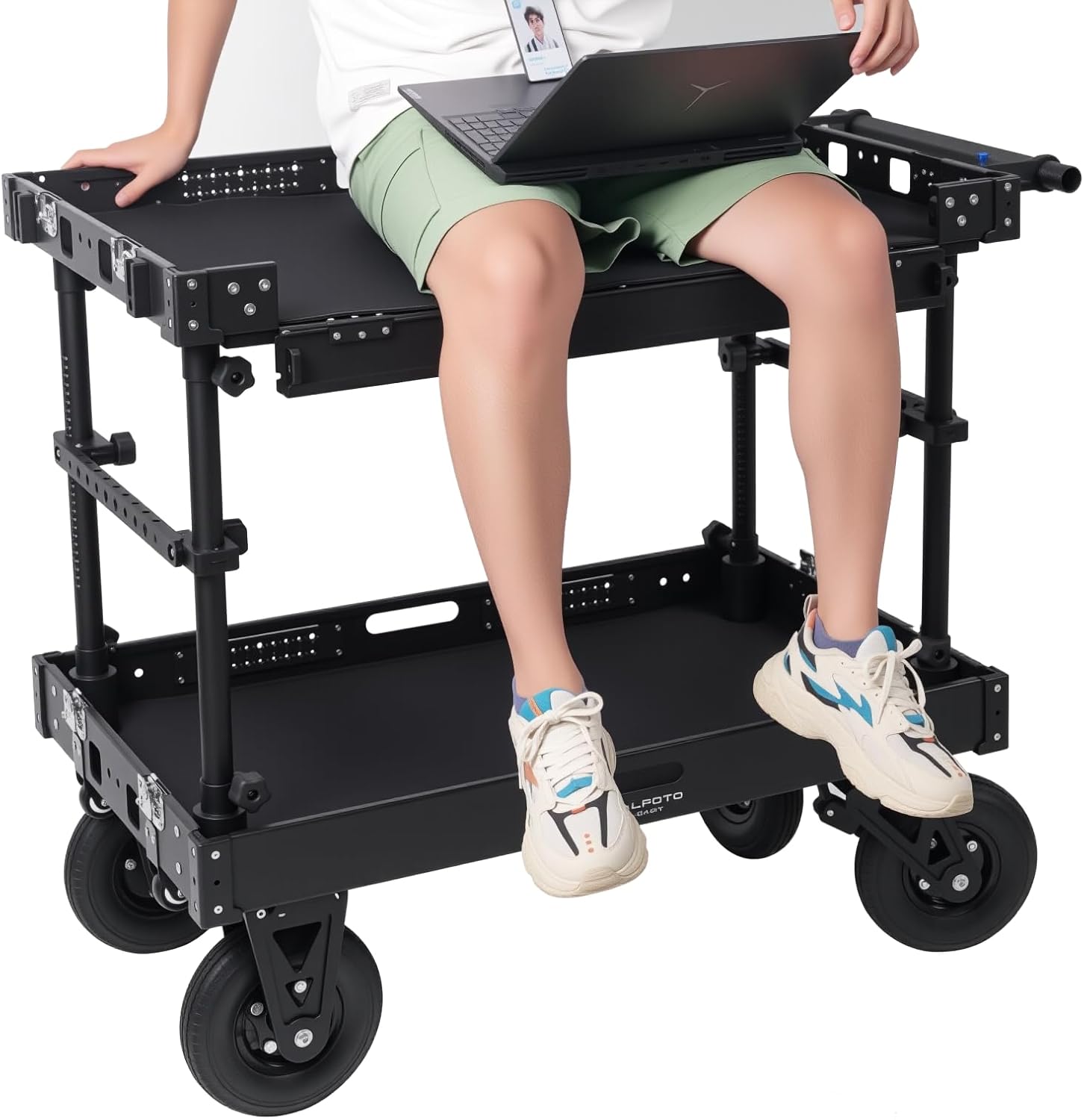 DF DIGITALFOTO Video Production Camera Cart Workstations,Camera Media DIT Cart for Filmmaker/Director/Photographer/Studio/Stage,Stores & Carries Your Gear Safely, Smooth Mobility-660 LBS Load-Titan