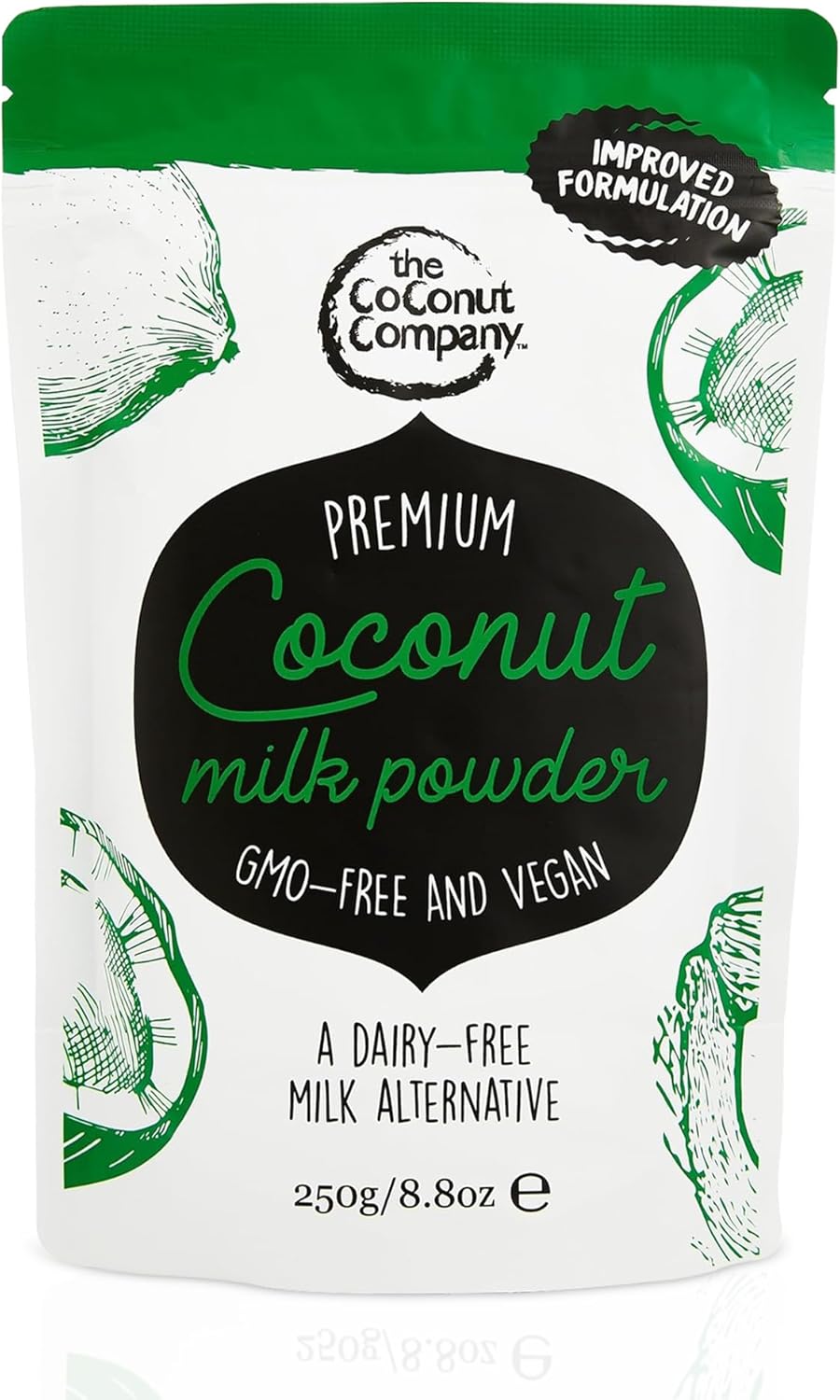 Organic Coconut Milk Powder 250g - Dairy-free & Gluten-free - Pure - Vegan - 65% coconut oil - powdered coconut milk - high in lauric acid