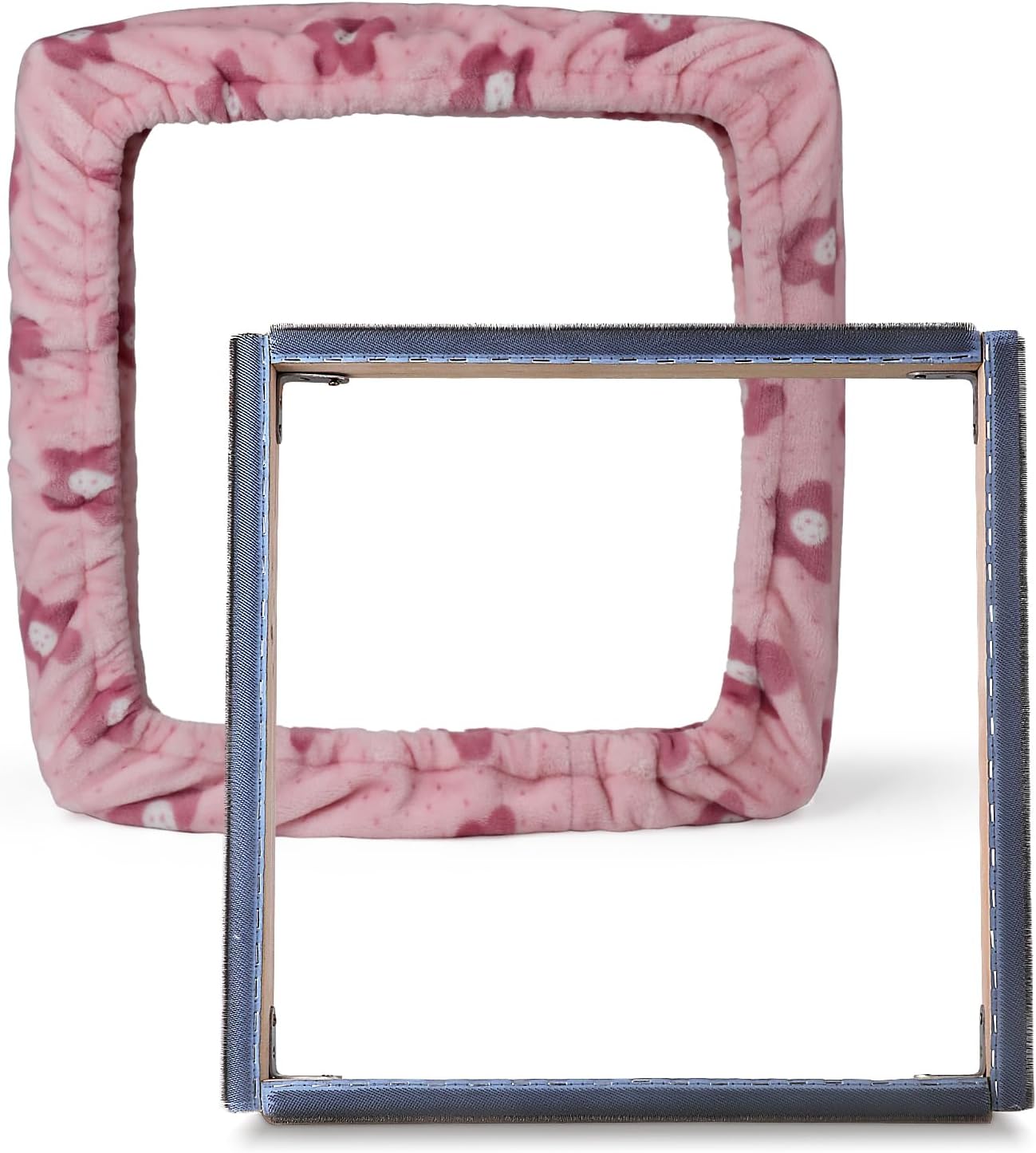 ICZW Gripper Strip Frame Punch Needle Rug Hooking Frame with Frame Cover 19.6" x 19.6" (Pink)