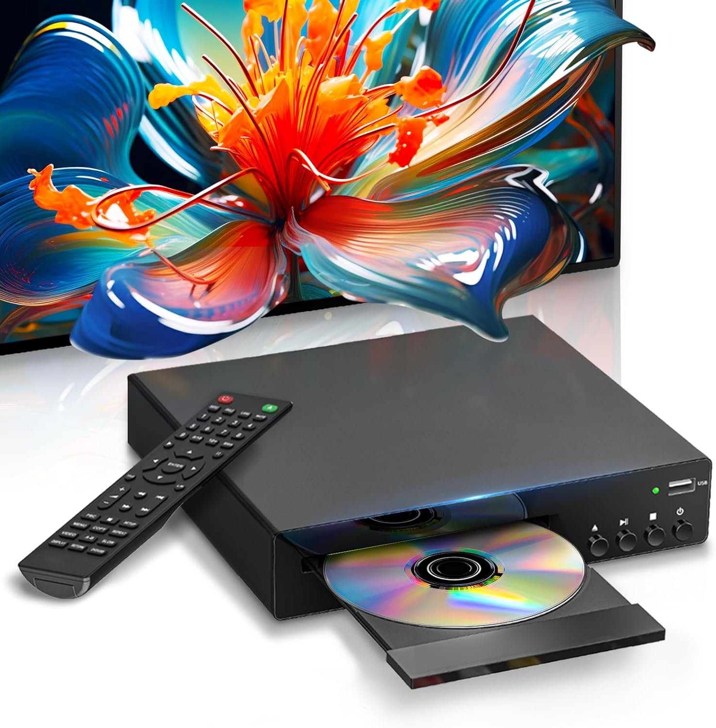 DVD Players for TV with HDMI, All Region Free DVD Player for Smart TV, HDMI and RCA Cables & Remote Included, USB Input, PAL/NTSC, Up-Convert to 1080P