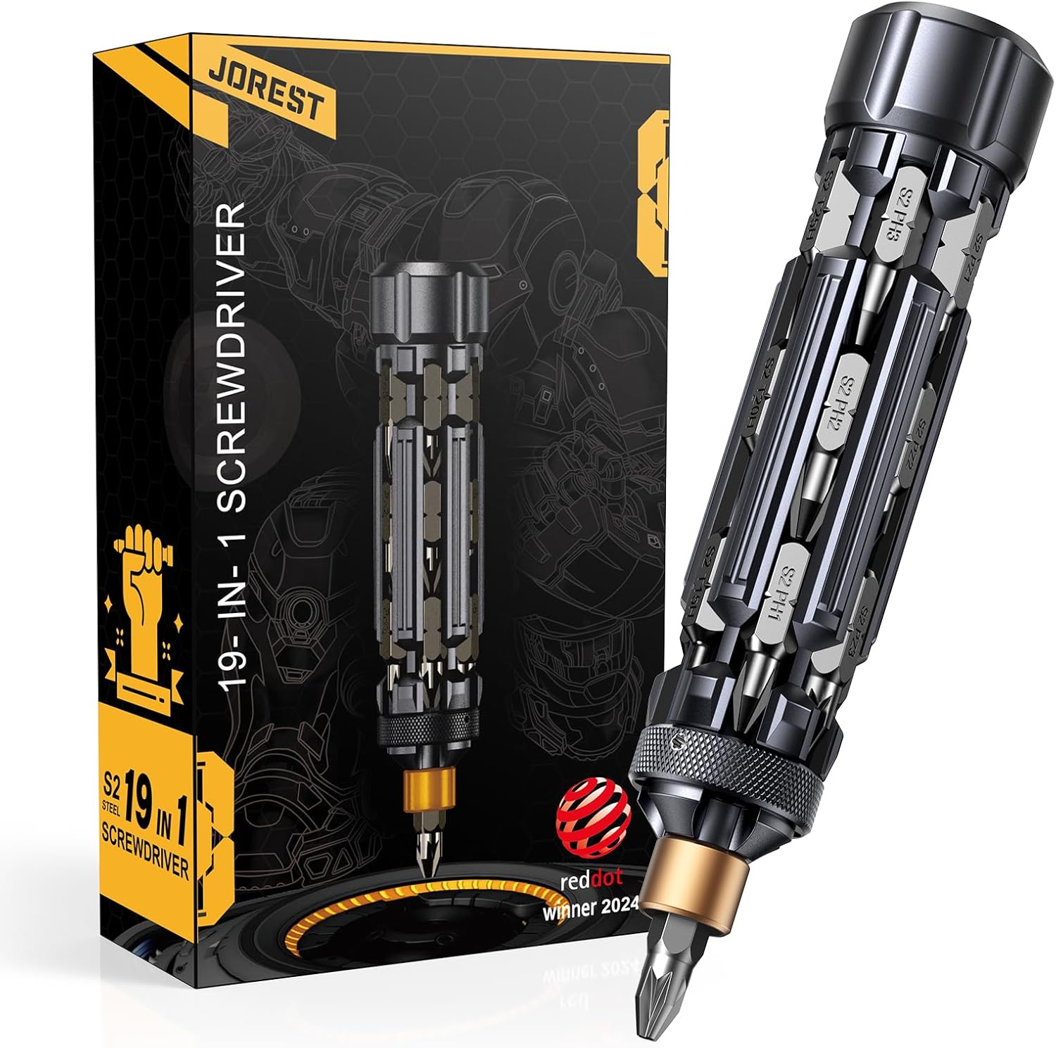 JOREST 19 in 1 Multibit Screwdriver Set EDC Multi Screwdriver Tool All in One, Birthday Gifts Ideas for Men Him Dad, Magnetic Screw Driver with Torx Phillips Hex, Pocket Repair Kit for Bike, Furniture