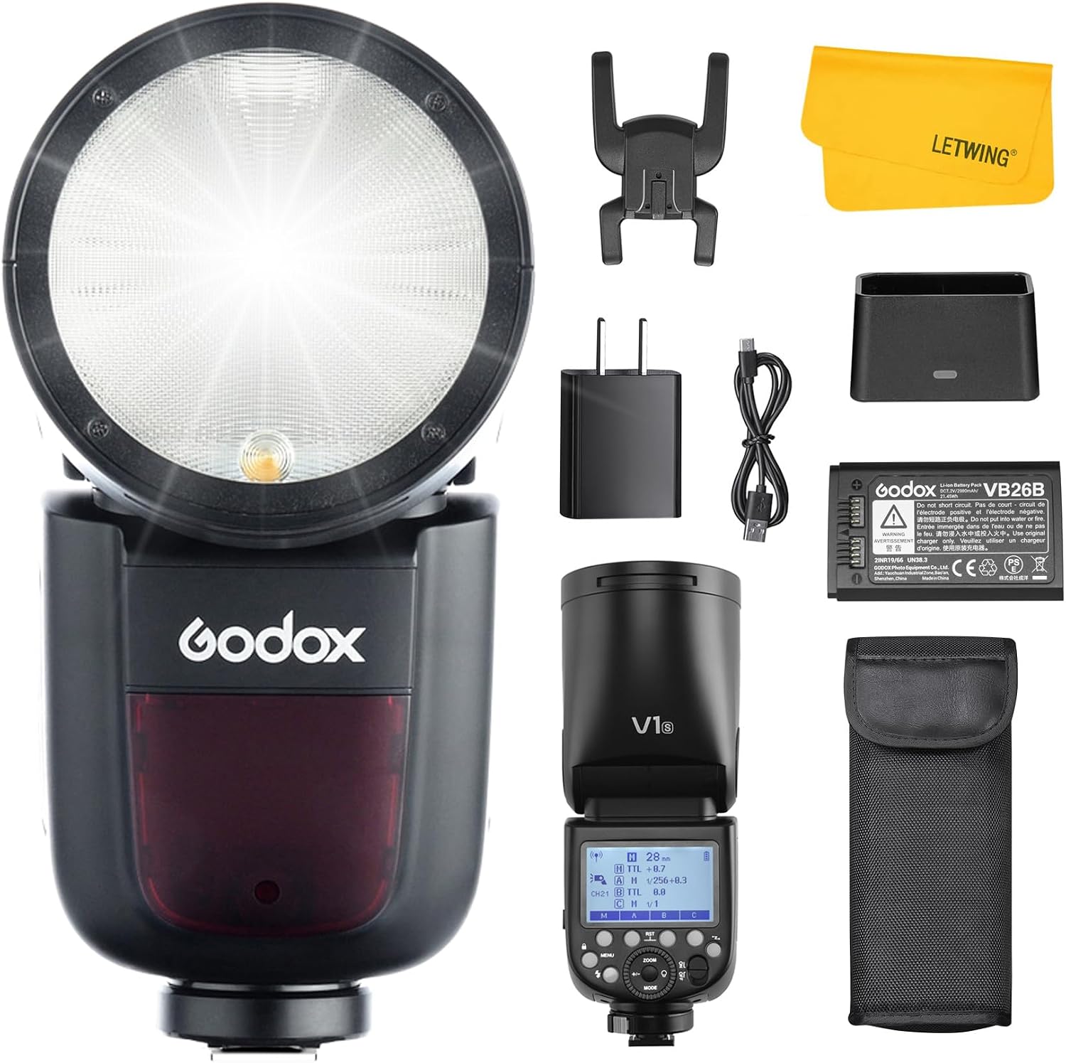 Godox V1-S V1S Round Head Camera Flash for Sony, 1/8000 HSS 2.4G Wireless X System Flash Speedlight for Studio Portrait Wedding Photography