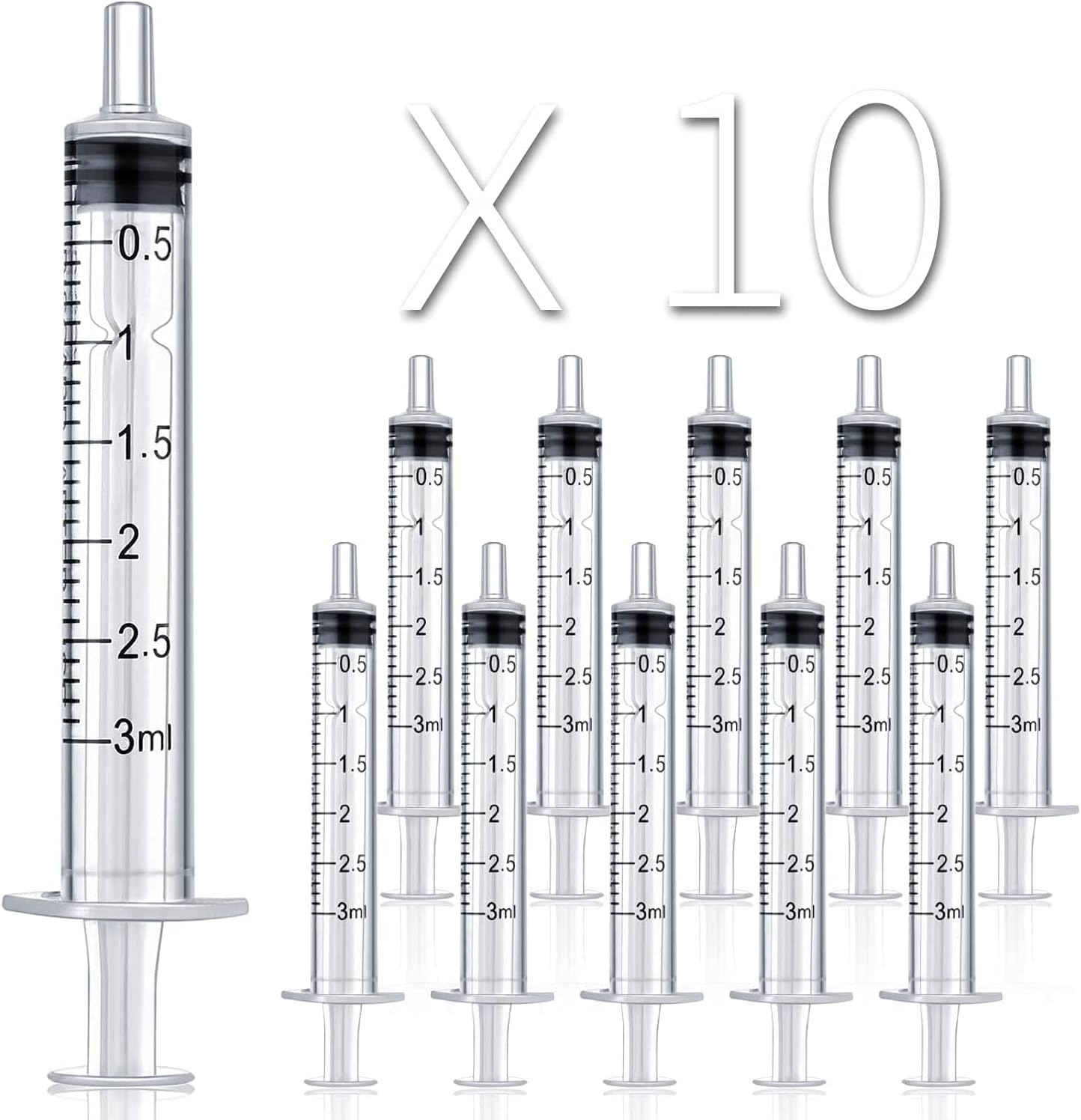10 Pack 3ml/3cc Syringe Without Needle for Crafts Pets Feeding Industrial and Scientific (3ML)