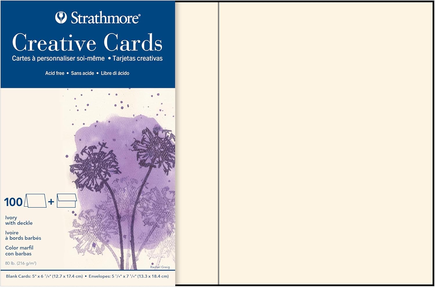 Strathmore Creative Cards, Ivory with Deckle Edge, 5x6.875 inches, 100 Pack, Envelopes Included - Blank Greeting Cards for Weddings, Events, Birthdays